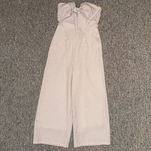White Forever 21 sleeveless jumpsuit (small) with black stripes